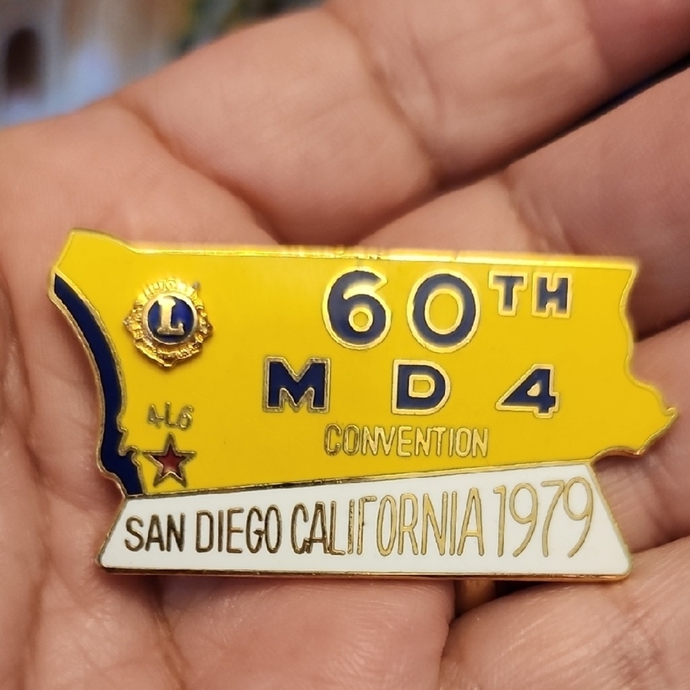 Lions Club 60th MD4 Convention San Diego California 1979 Souvenir Trading Pin